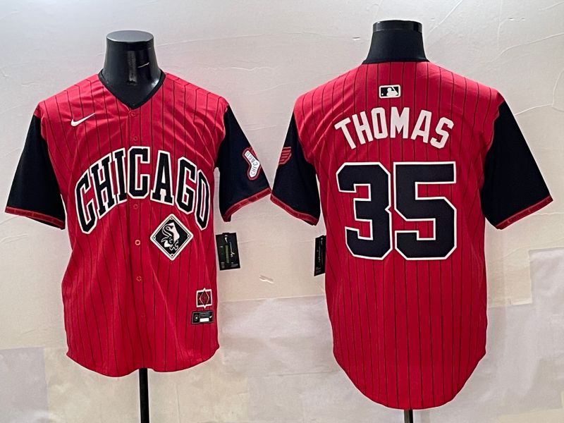 Men Chicago White Sox #35 Thomas Red Stripe Joint Name 2025 Nike MLB Jersey style 10->chicago white sox->MLB Jersey
